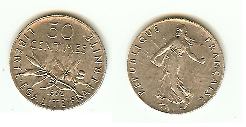 50 Centimes Semeuse 1898 AU+